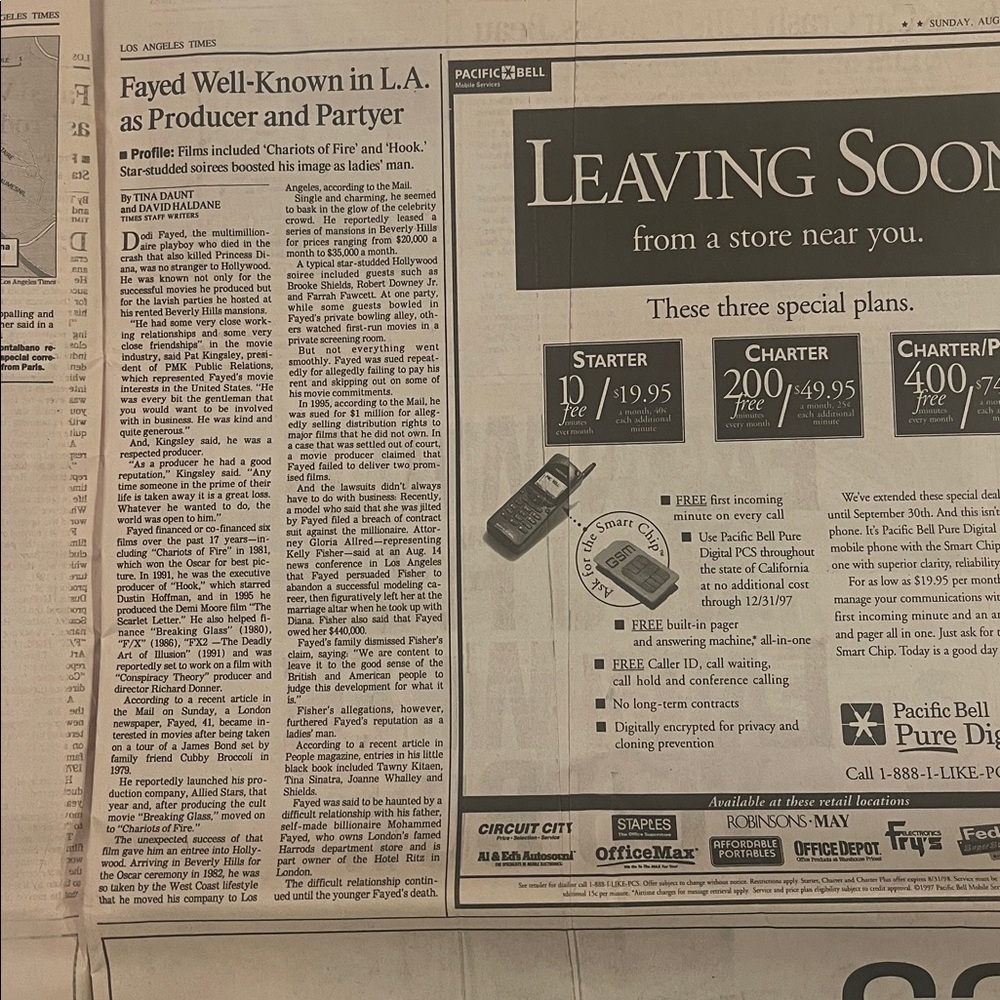 Princess Diana: Section A, Sunday Final Edition, Los Angeles Times 09/31/97 - Picture 5 of 6